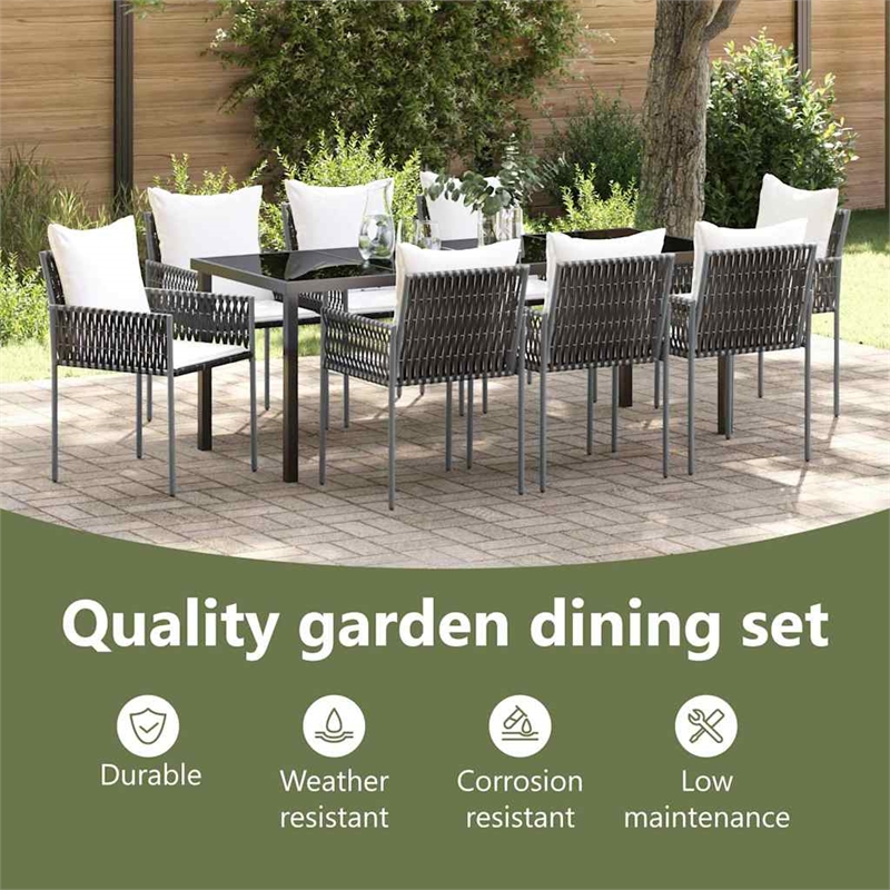 vidaXL Garden Dining Set 9 pcs Brown and Black PE Rattan