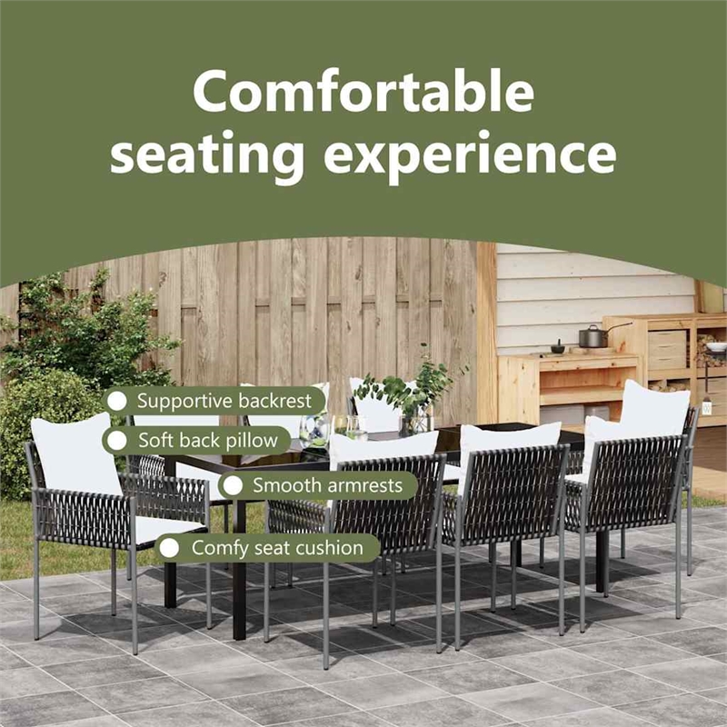 vidaXL Garden Dining Set 9 pcs Brown and Black PE Rattan