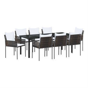 vidaXL Garden Dining Set 9 pcs Brown and Black PE Rattan