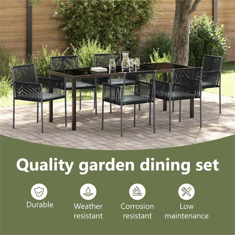 vidaXL Garden Dining Set 7 pcs Black PE Rattan