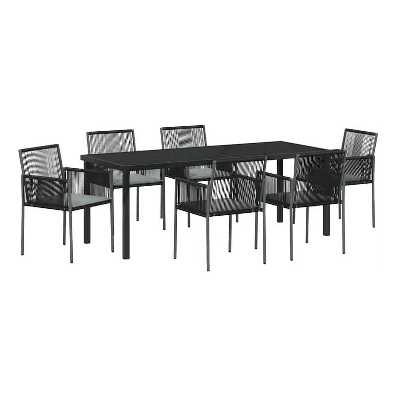 vidaXL Garden Dining Set 7 pcs Black PE Rattan