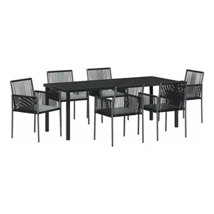 vidaXL Garden Dining Set 7 pcs Black PE Rattan