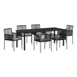 vidaXL Garden Dining Set 7 pcs Black PE Rattan