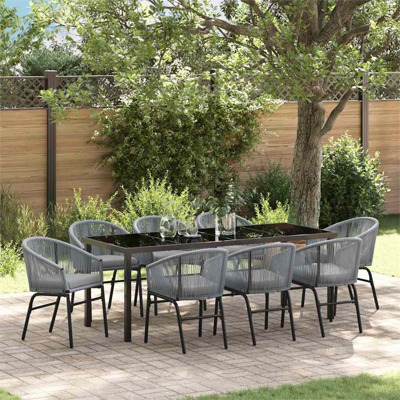 vidaXL Garden Dining Set 9 pcs Anthracite Powder-Coated Steel