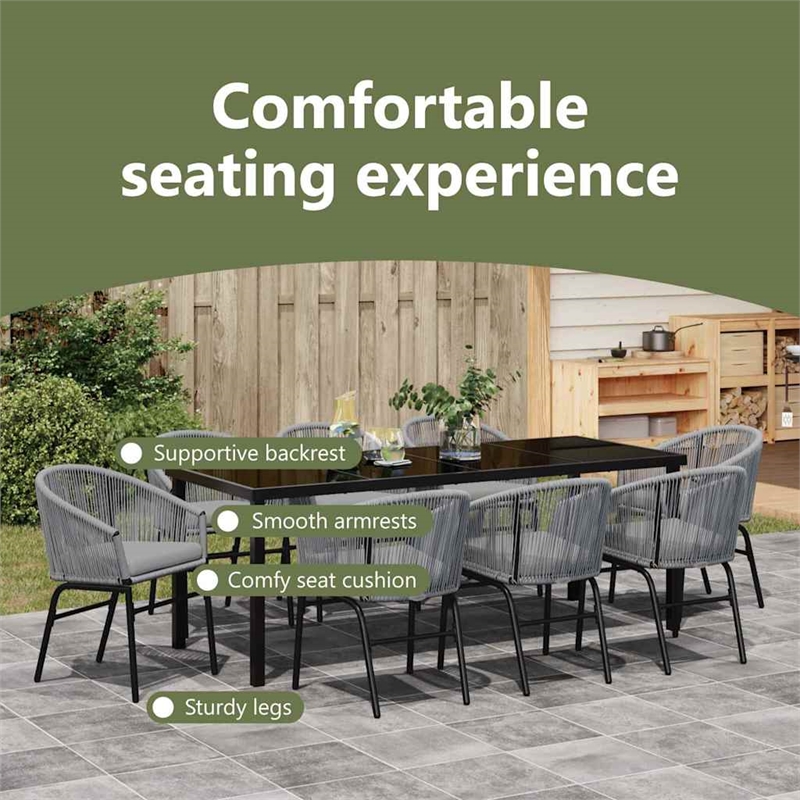 vidaXL Garden Dining Set 9 pcs Anthracite Powder-Coated Steel