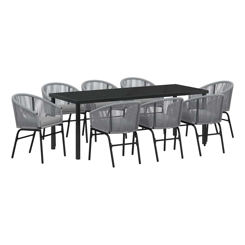 vidaXL Garden Dining Set 9 pcs Anthracite Powder-Coated Steel