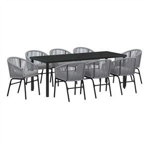 vidaXL Garden Dining Set 9 pcs Anthracite Powder-Coated Steel
