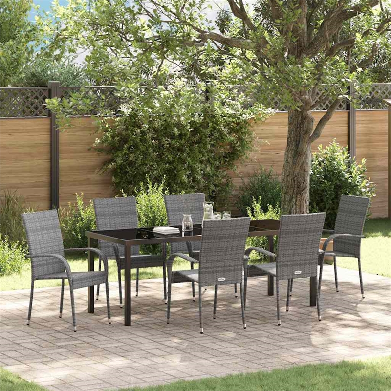 vidaXL Garden Dining Set 7 pcs Grey Powder-Coated Steel