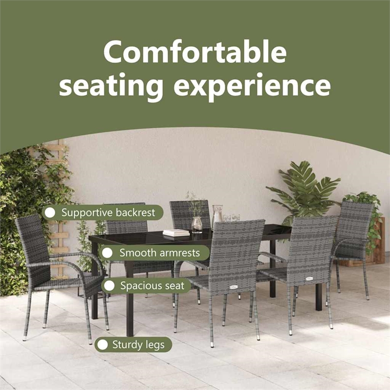 vidaXL Garden Dining Set 7 pcs Grey Powder-Coated Steel