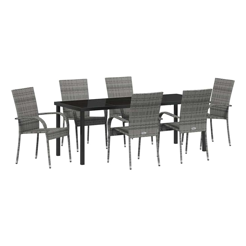 vidaXL Garden Dining Set 7 pcs Grey Powder-Coated Steel