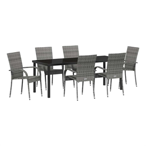 vidaXL Garden Dining Set 7 pcs Grey Powder-Coated Steel