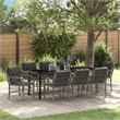 vidaXL Garden Dining Set 9 pcs Grey Poly Rattan