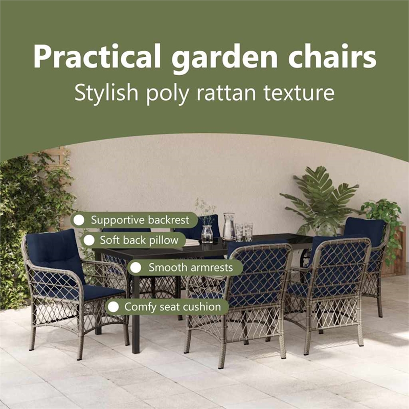 vidaXL Garden Dining Set 7 pcs Grey and Black Rattan