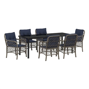 vidaXL Garden Dining Set 7 pcs Grey and Black Rattan
