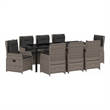 vidaXL Garden Dining Set 9 pcs Grey Poly Rattan