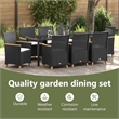 vidaXL Garden Dining Set 9 pcs Black Poly Rattan