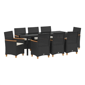 vidaXL Garden Dining Set 9 pcs Black Poly Rattan