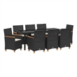 vidaXL Garden Dining Set 9 pcs Black Poly Rattan