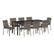 vidaXL Garden Dining Set 9 pcs Grey Poly Rattan
