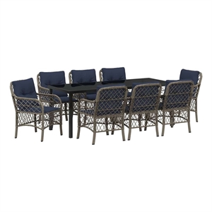 vidaXL Garden Dining Set 9 pcs Grey and Black Rattan