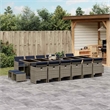 vidaXL 17 Piece Garden Dining Set with Cushions Grey Poly Rattan