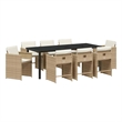 vidaXL Garden Dining Set 9 pcs Beige Poly Rattan