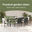 vidaXL Garden Dining Set 7 pcs Black Poly Rattan