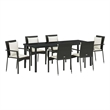 vidaXL Garden Dining Set 7 pcs Black Poly Rattan