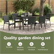 vidaXL Garden Dining Set 7 pcs Black Poly Rattan