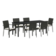 vidaXL Garden Dining Set 7 pcs Black Poly Rattan
