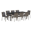 vidaXL Garden Dining Set 9 pcs Grey Poly Rattan