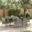 vidaXL Garden Dining Set 7 pcs Grey Poly Rattan