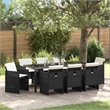 vidaXL Garden Dining Set 9 pcs Black Poly Rattan