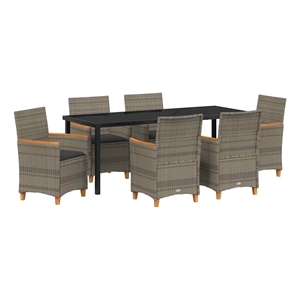 vidaXL Garden Dining Set 7 pcs Grey Poly Rattan