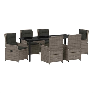 vidaXL Garden Dining Set 7 pcs Grey Poly Rattan