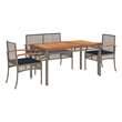 vidaXL 4 Piece Patio Dining Set with Cushions Gray Poly Rattan