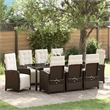 vidaXL Garden Dining Set 9 pcs Brown Poly Rattan