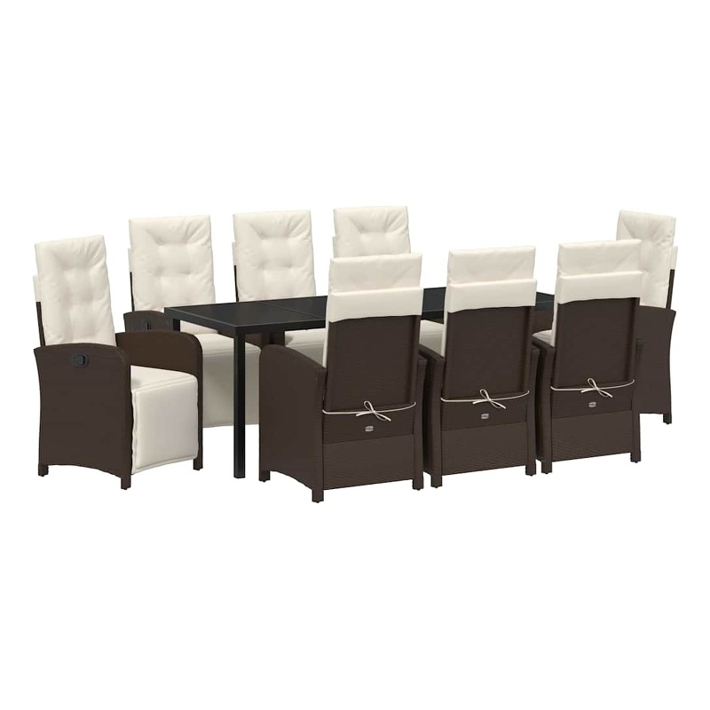 vidaXL Garden Dining Set 9 pcs Brown Poly Rattan