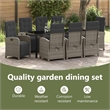 vidaXL Garden Dining Set 9 pcs Grey Poly Rattan