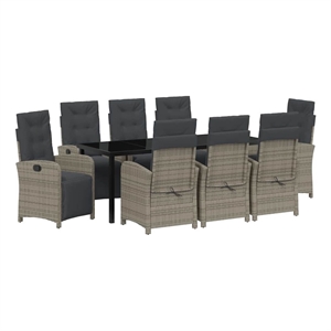 vidaXL Garden Dining Set 9 pcs Grey Poly Rattan