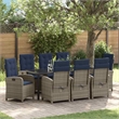 vidaXL Garden Dining Set 9 pcs Grey Poly Rattan