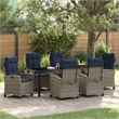 vidaXL Garden Dining Set 7 pcs Grey Poly Rattan