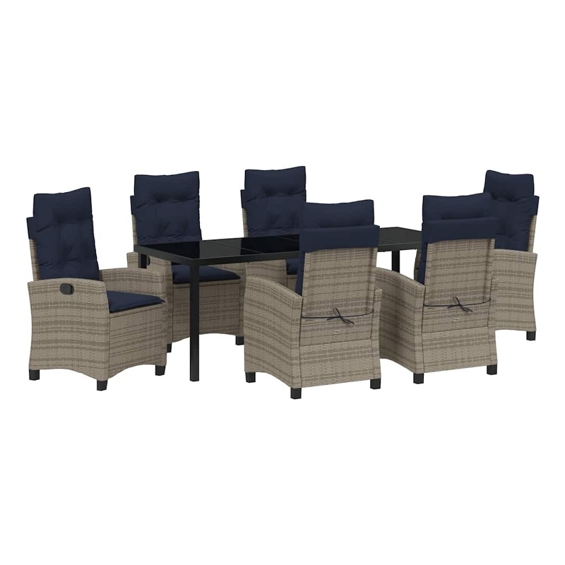 vidaXL Garden Dining Set 7 pcs Grey Poly Rattan