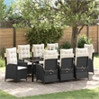 vidaXL Garden Dining Set 9 pcs Black Poly Rattan