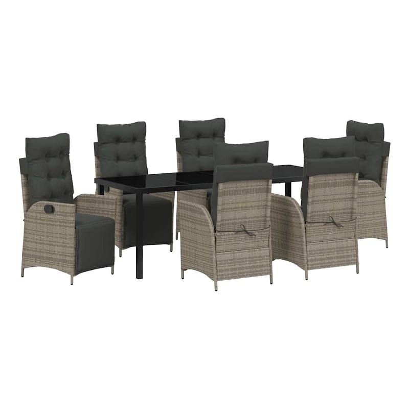vidaXL Garden Dining Set 7 pcs Grey Poly Rattan
