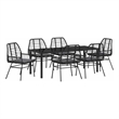 vidaXL Garden Dining Set 7 pcs Black Poly Rattan