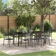 vidaXL Garden Dining Set 9 pcs Black Powder-Coated Steel
