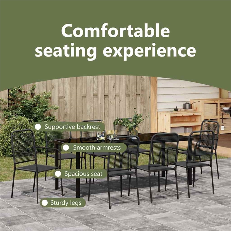vidaXL Garden Dining Set 9 pcs Black Powder-Coated Steel