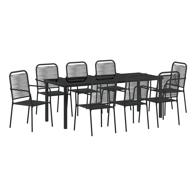 vidaXL Garden Dining Set 9 pcs Black Powder-Coated Steel