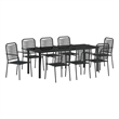vidaXL Garden Dining Set 9 pcs Black Powder-Coated Steel